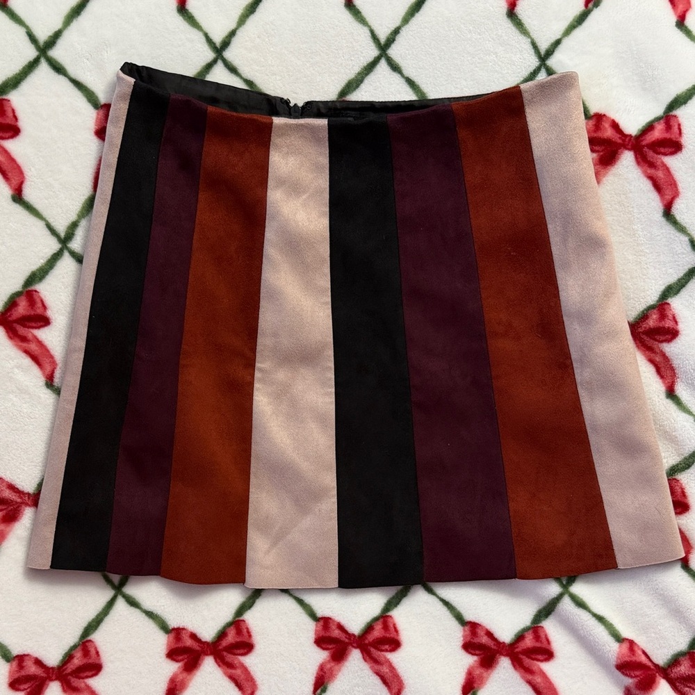 Forever 21 Striped Mini Skirt in Black, Brown, and Cream